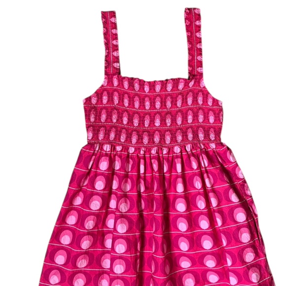 ZARA PINK SMOCKED BODICE RETRO GEO PRINT SLEEVELESS MAXI DRESS - Picture 10 of 11